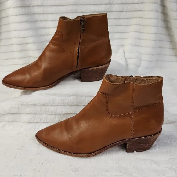 Madewell Charley Size 8.5 M Chestnut Brown Leather Booties Zip Cowboy Western - Picture 2 of 14